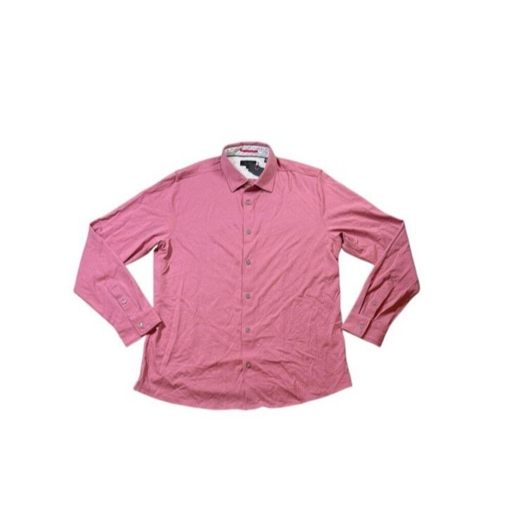 Ted Baker London Rigby Pink LS Pique Shirt Mens Size 5 XL Preppy Office $160 NWT